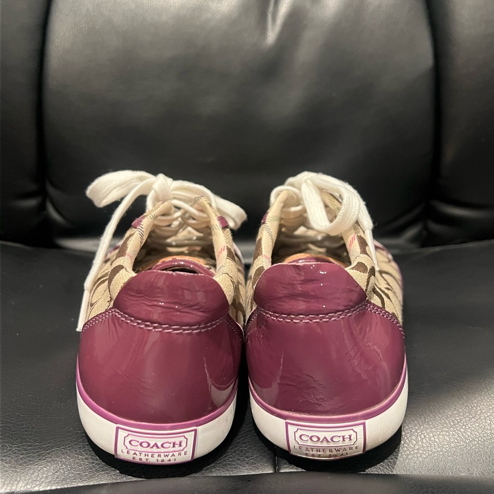 Coach Women's Sneakers in Purple and Tan - Picture 3 of 6